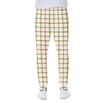 Yellow And Beige Tattersall Print Scuba Joggers
