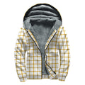 Yellow And Beige Tattersall Print Sherpa Lined Zip Up Hoodie