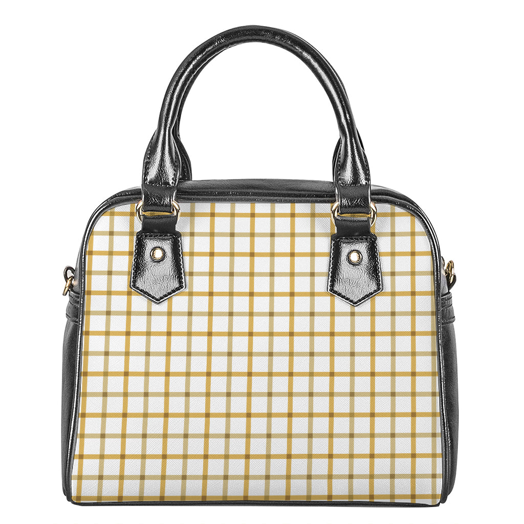 Yellow And Beige Tattersall Print Shoulder Handbag
