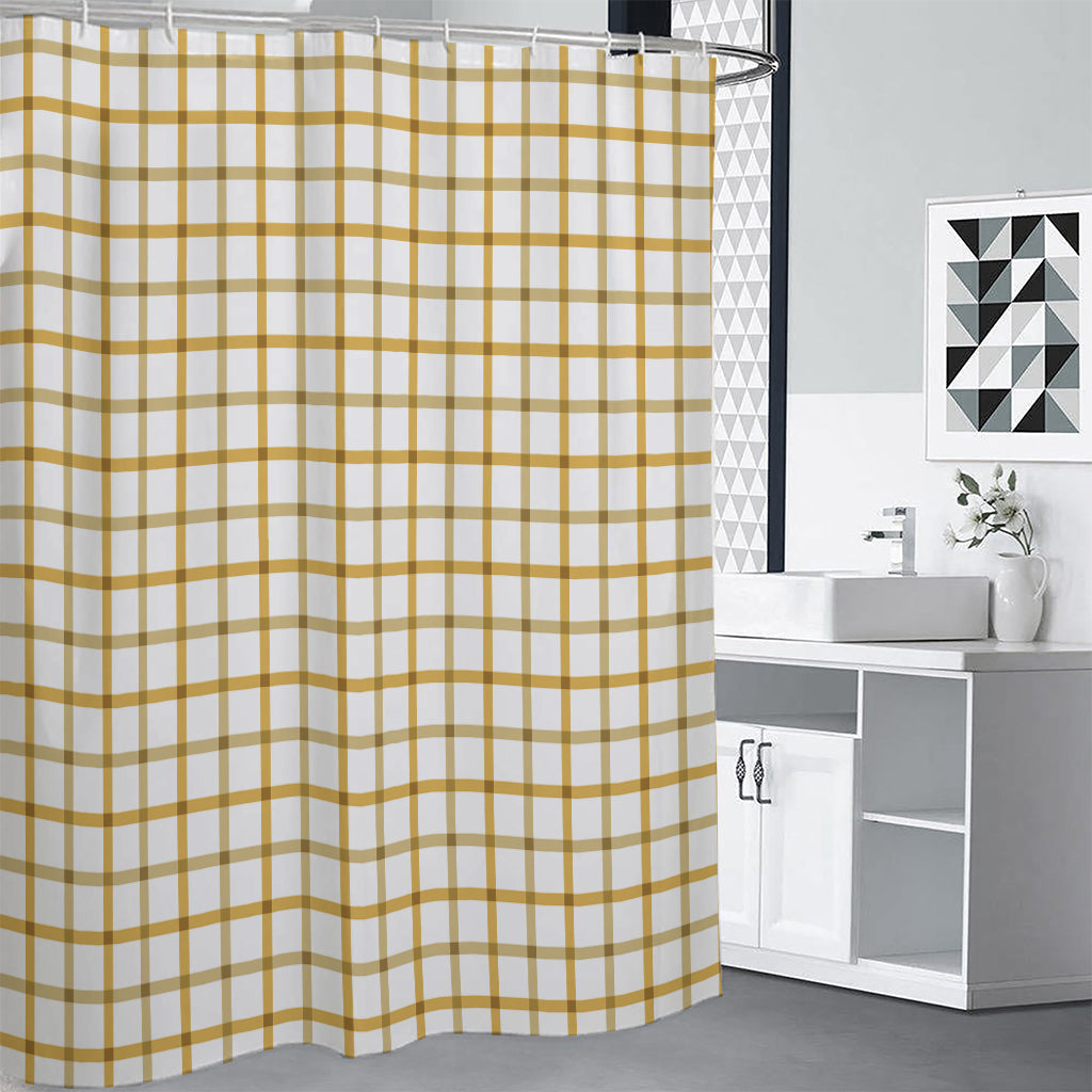 Yellow And Beige Tattersall Print Shower Curtain