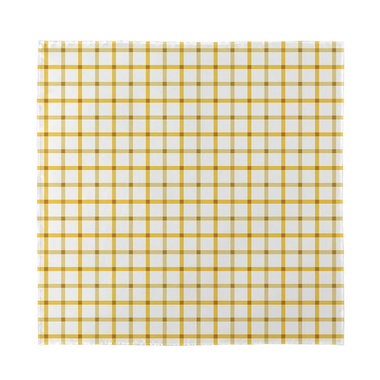 Yellow And Beige Tattersall Print Silk Bandana