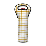 Yellow And Beige Tattersall Print Single Neoprene Wine Tote