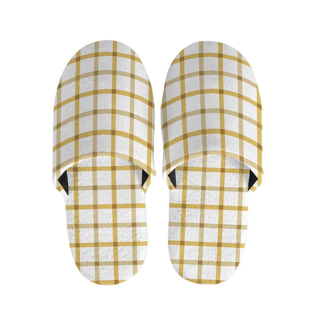 Yellow And Beige Tattersall Print Slippers