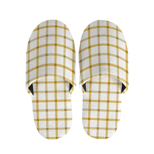 Yellow And Beige Tattersall Print Slippers