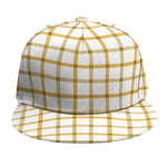 Yellow And Beige Tattersall Print Snapback Cap