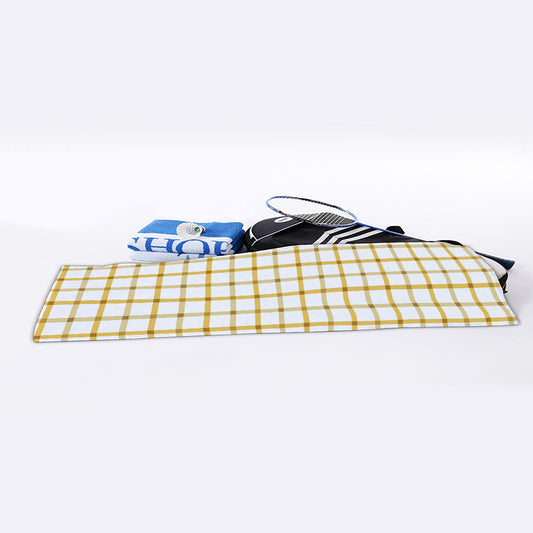 Yellow And Beige Tattersall Print Sports Towel