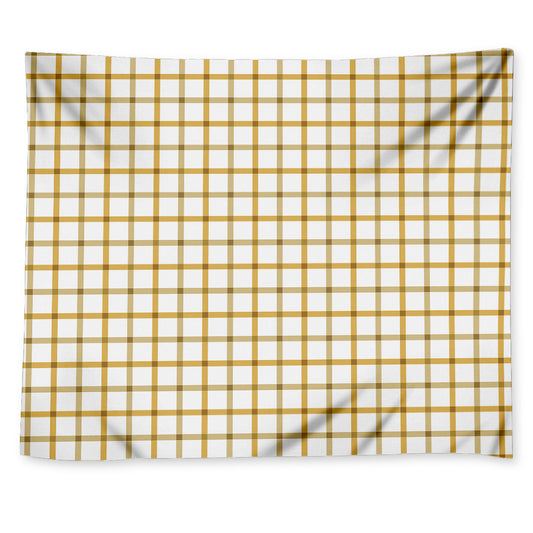 Yellow And Beige Tattersall Print Tapestry