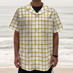 Yellow And Beige Tattersall Print Textured Short Sleeve Shirt
