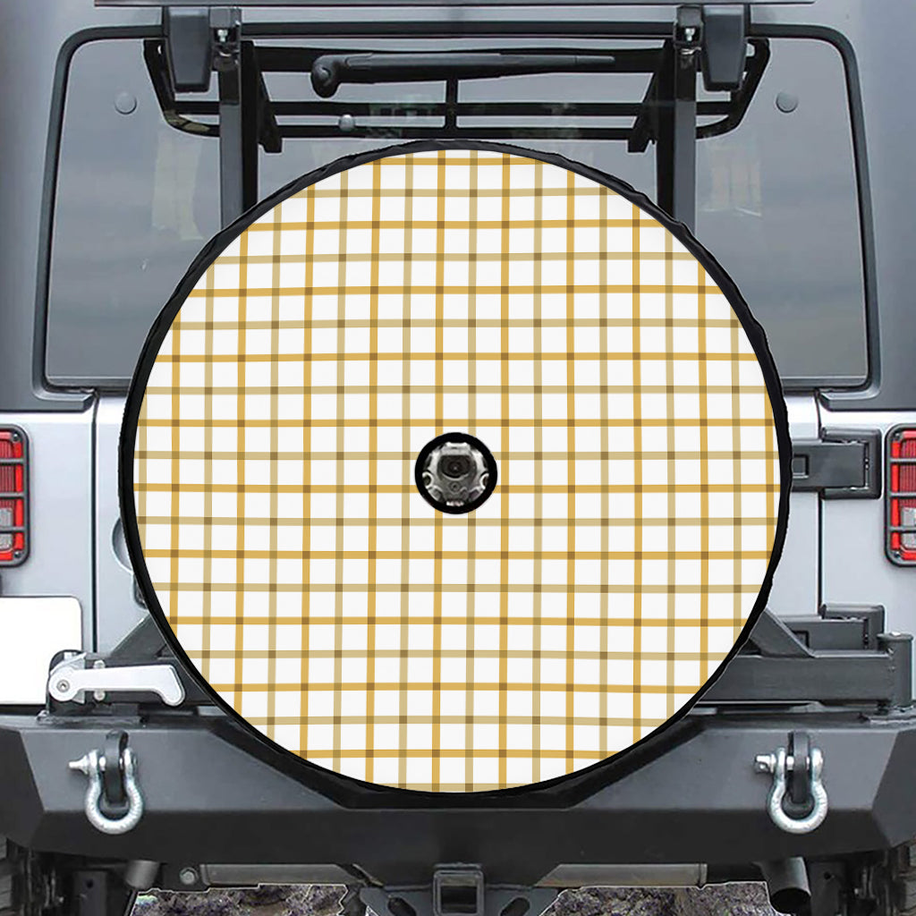 Yellow And Beige Tattersall Print Tire Cover With Camera Hole