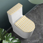 Yellow And Beige Tattersall Print Toilet Lid And Tank Cover Set