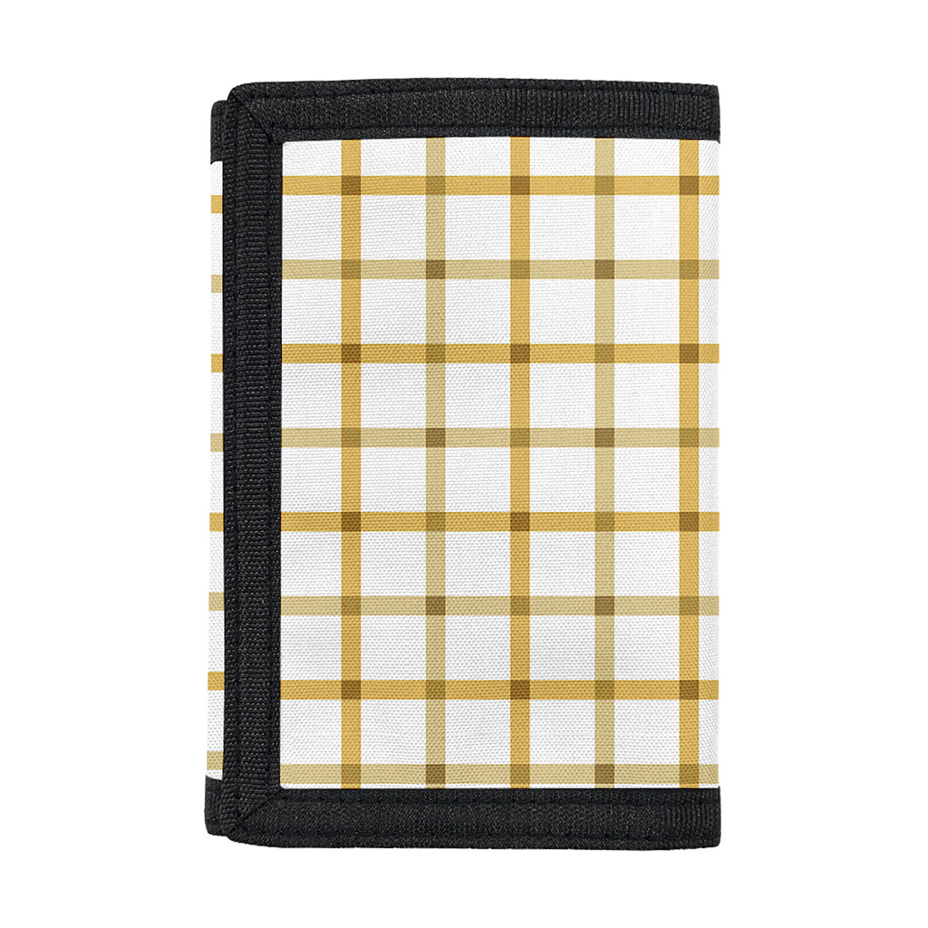 Yellow And Beige Tattersall Print Trifold Wallet