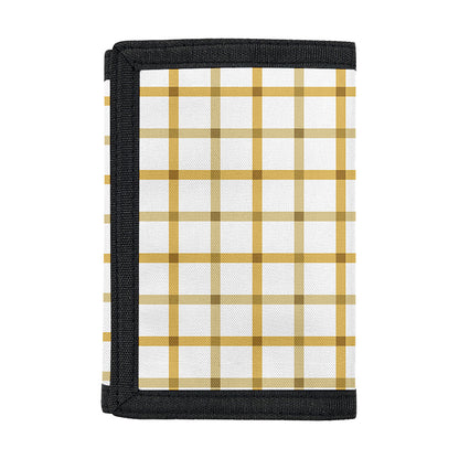 Yellow And Beige Tattersall Print Trifold Wallet