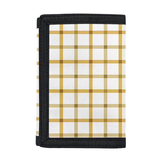 Yellow And Beige Tattersall Print Trifold Wallet