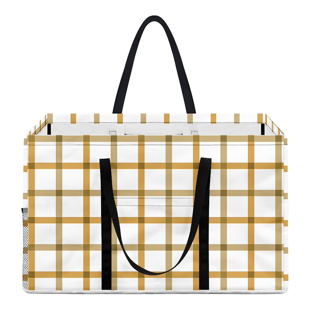 Yellow And Beige Tattersall Print Utility Tote Bag