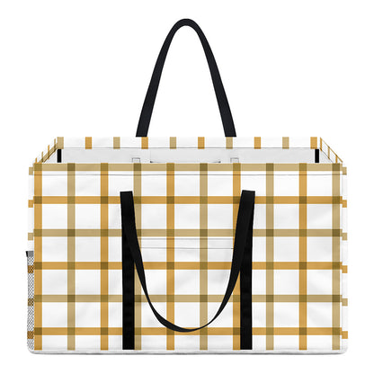 Yellow And Beige Tattersall Print Utility Tote Bag