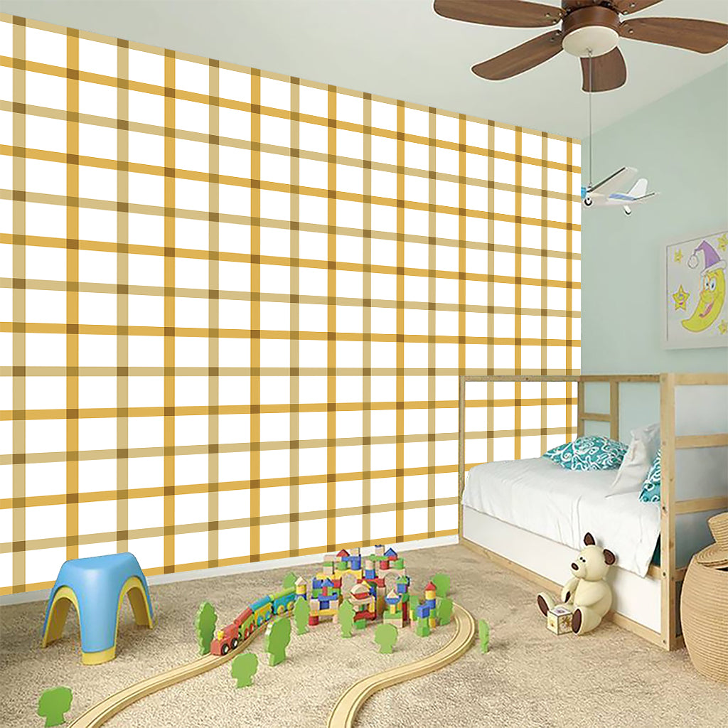 Yellow And Beige Tattersall Print Wall Sticker
