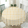 Yellow And Beige Tattersall Print Waterproof Round Tablecloth