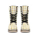 Yellow And Beige Tattersall Print Winter Boots