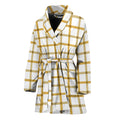 Yellow And Beige Tattersall Print Women's Bathrobe