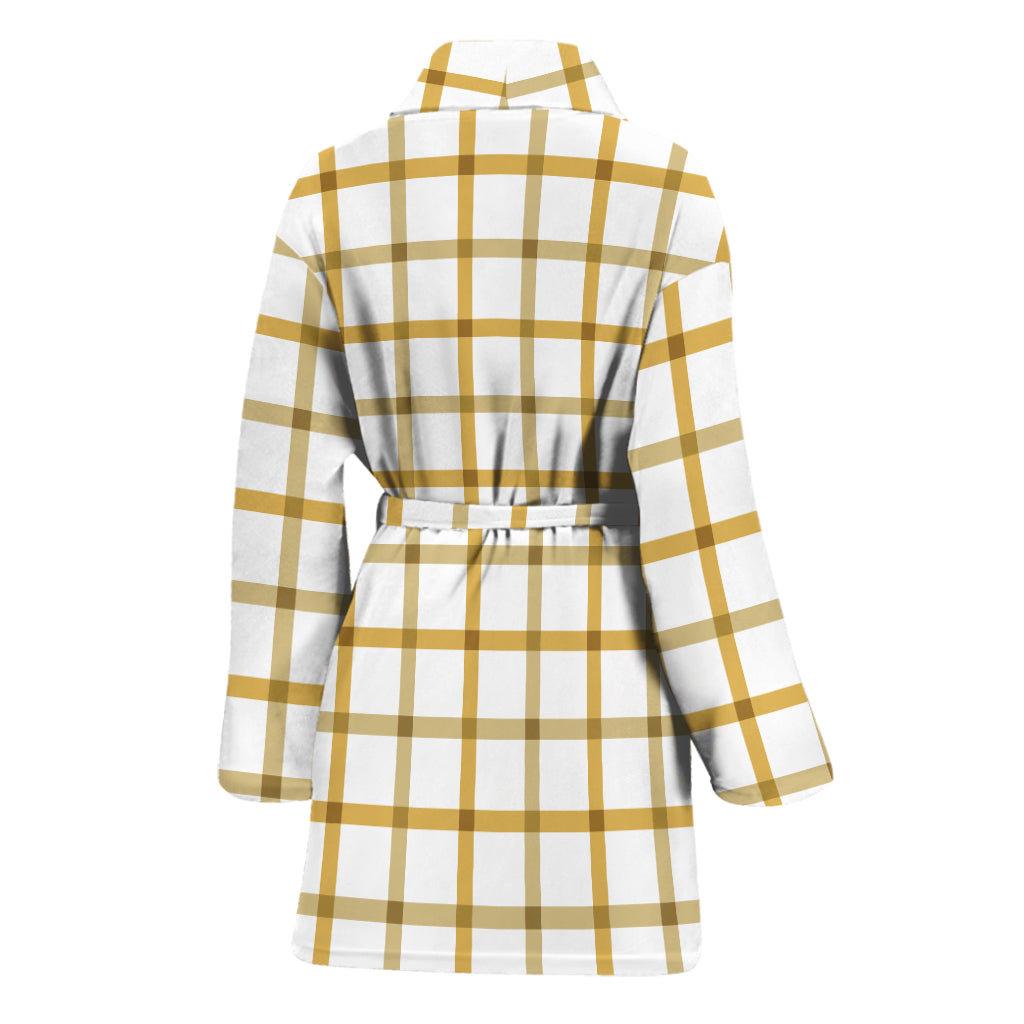 Yellow And Beige Tattersall Print Women's Bathrobe