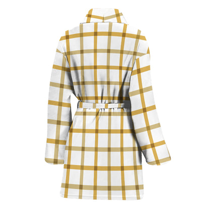 Yellow And Beige Tattersall Print Women's Bathrobe