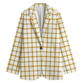 Yellow And Beige Tattersall Print Women's Cotton Blazer