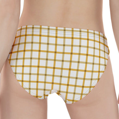Yellow And Beige Tattersall Print Women's Panties