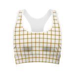 Yellow And Beige Tattersall Print Women's Sports Bra