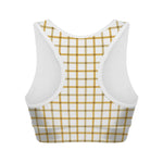 Yellow And Beige Tattersall Print Women's Sports Bra