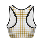Yellow And Beige Tattersall Print Women's Sports Bra