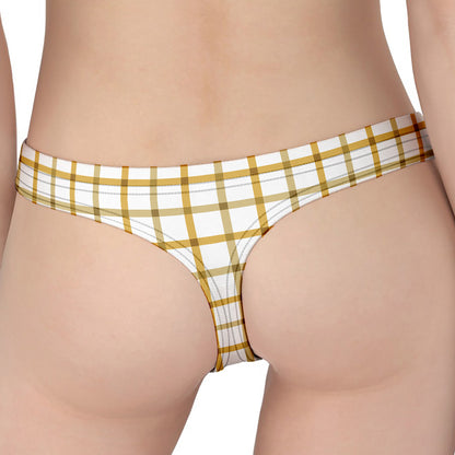 Yellow And Beige Tattersall Print Women's Thong