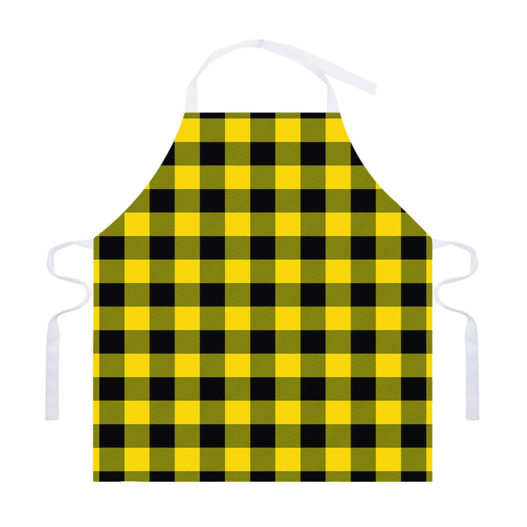 Yellow And Black Buffalo Check Print Adjustable Apron