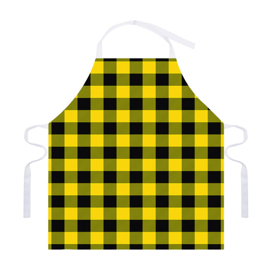 Yellow And Black Buffalo Check Print Adjustable Apron