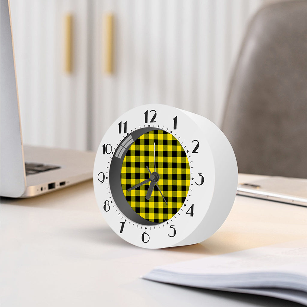 Yellow And Black Buffalo Check Print Alarm Clock