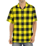 Yellow And Black Buffalo Check Print Aloha Shirt
