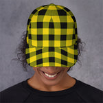 Yellow And Black Buffalo Check Print Baseball Cap