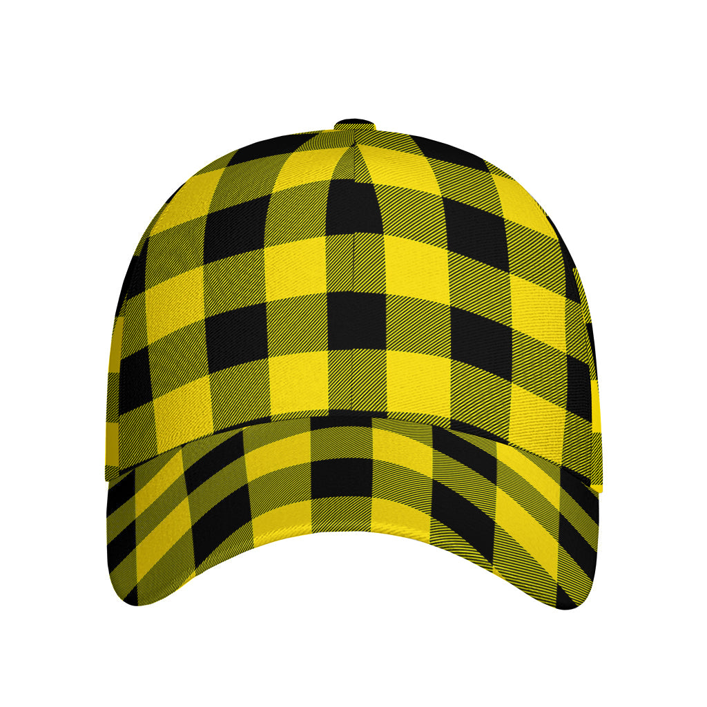 Yellow And Black Buffalo Check Print Baseball Cap