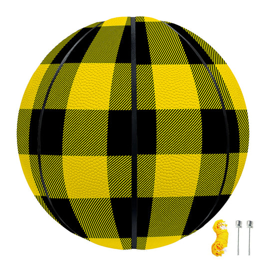 Yellow And Black Buffalo Check Print Basketball