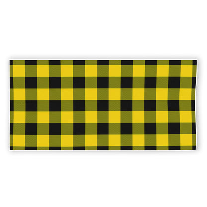 Yellow And Black Buffalo Check Print Beach Towel