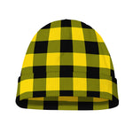 Yellow And Black Buffalo Check Print Beanie