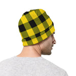 Yellow And Black Buffalo Check Print Beanie