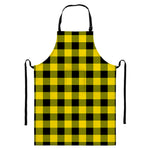 Yellow And Black Buffalo Check Print Bib Apron With Pocket