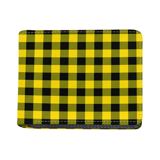 Yellow And Black Buffalo Check Print Bifold Wallet