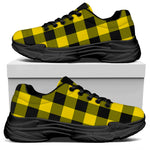 Yellow And Black Buffalo Check Print Black Chunky Shoes