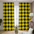 Yellow And Black Buffalo Check Print Dimout Pencil Pleat Curtains