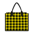 Yellow And Black Buffalo Check Print Canvas Tote Bag