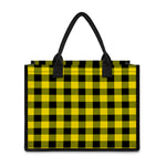 Yellow And Black Buffalo Check Print Canvas Tote Bag