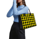 Yellow And Black Buffalo Check Print Canvas Tote Bag