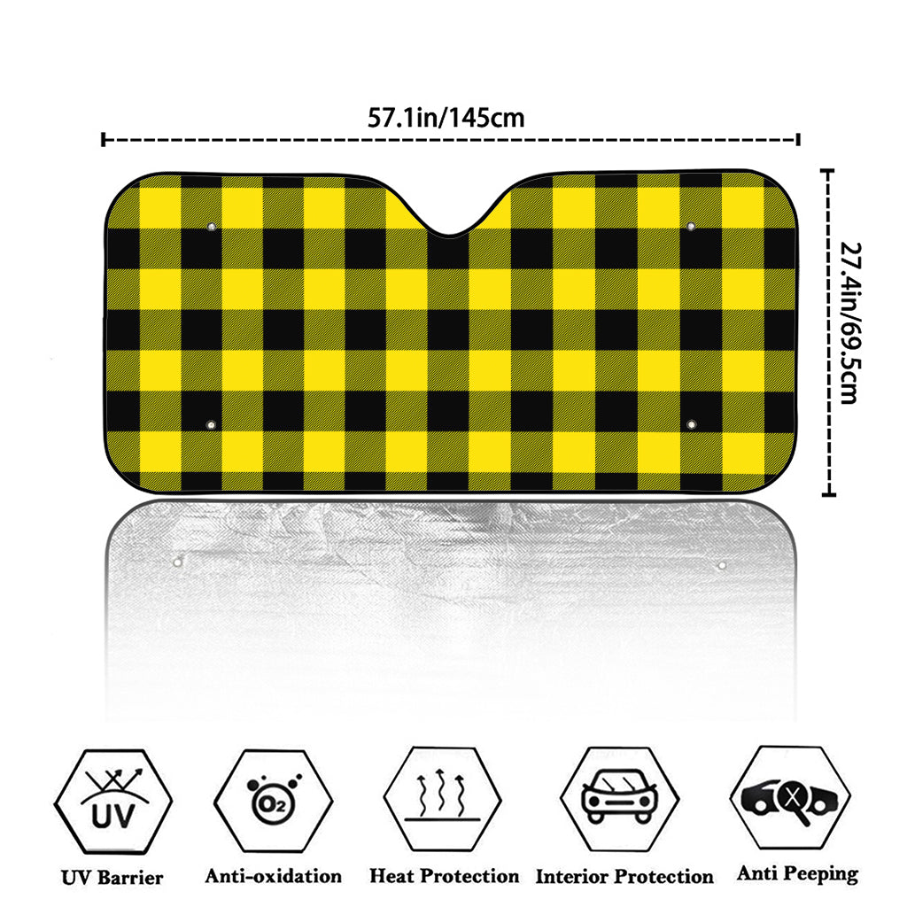 Yellow And Black Buffalo Check Print Car Windshield Sun Shade