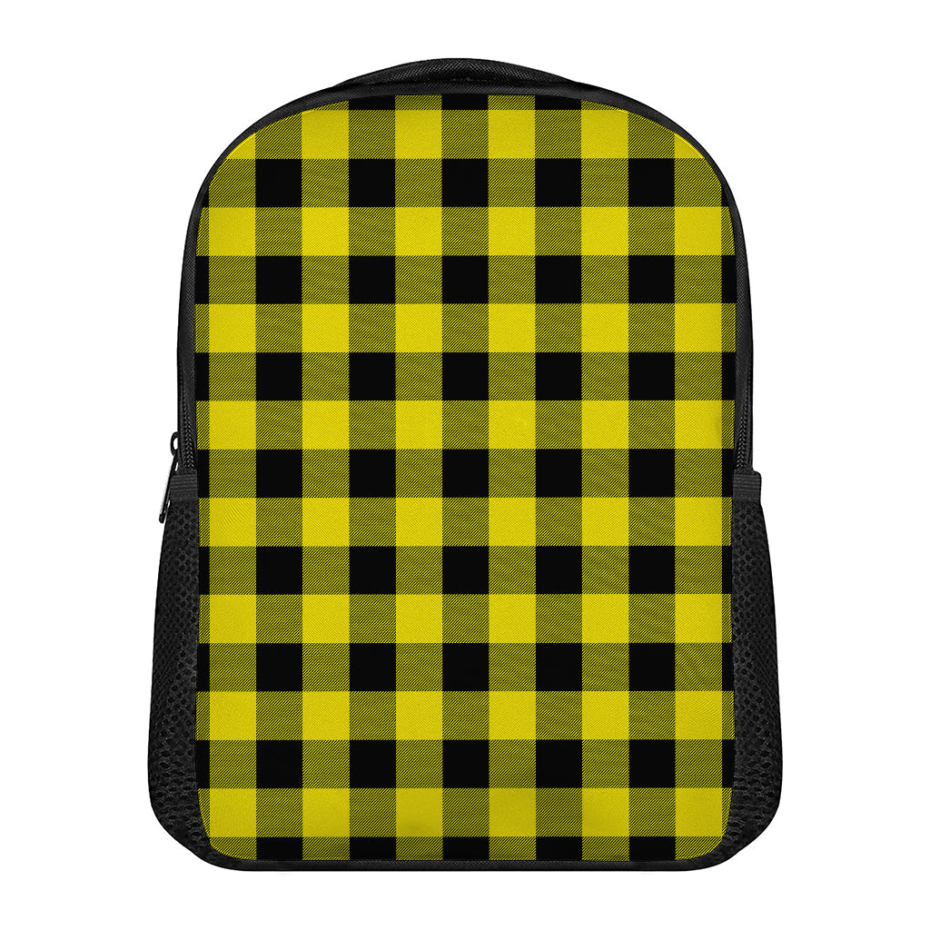 Yellow And Black Buffalo Check Print Casual Backpack